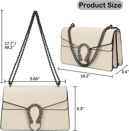 Vista 4 de Bolso bandolera con estampado de serpiente para mujer, de piel sintética, con cadena, bolso de mano de noche