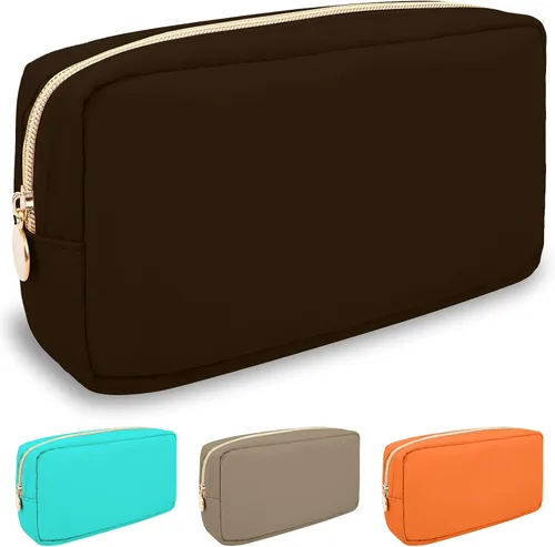 Vista 23 de izuzta Nylon Lager Pequeño Slim Mini Maquillaje Bolsa Organizador, Beige, Viajes