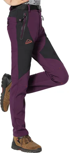 Vista 15 de Rdruko Pantalones de nieve para mujer, impermeables, aislados, con forro polar, térmico, para esquí, senderismo, pantalones de snowboard Verde