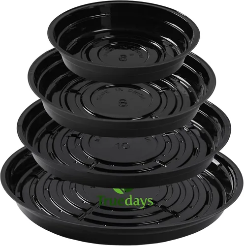 Vista 5 de TRUEDAYS 10 Inch 5 Pack Black Plant Saucers Flower Pot Tray Excellent for Indoor & Outdoor Plants
