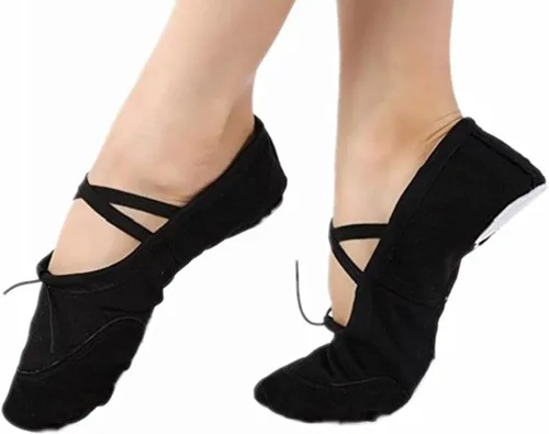 Vista 5 de Zapatos de ballet para niñas, zapatillas de ballet para prácticas, zapatos de baile de lona con suela dividida, zapatos de ballet para mujeres
