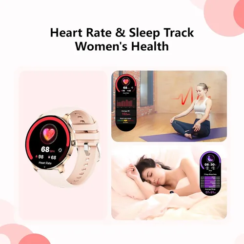 Vista 8 de Reloj inteligente para mujer de 1.43 pulgadas, pantalla AMOLED, funciona con Android/iPhone, resistente al agua IP68, batería de larga duración, Oro