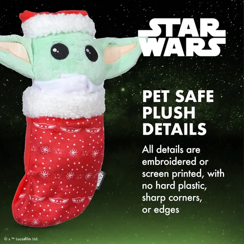 Vista 4 de Star Wars para Mascotas Figura de Peluche GROGU de 10" Calcetín Juguete Madriguera The Mandalorian Holiday Pet Products GROGU El Niño Juguete