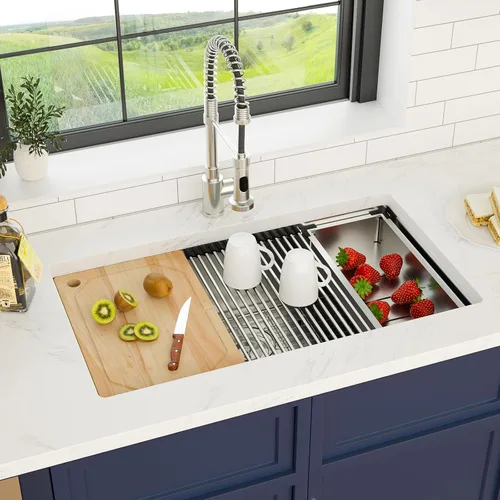 Vista 16 de Fregadero de Cocina Empotrado de 30 Pulgadas Negro - Fregadero de Cocina de Acero Inoxidable Gunmetal Negro de 30x18 Pulgadas de 18 Calibre