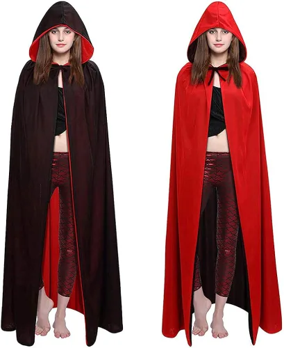 Vista 4 de Disfraz de mago de bruja de Halloween para niños, capa de vestir de vampiro pirata, capa reversible para fiesta de cosplay