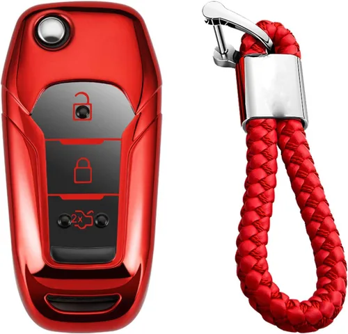 Vista 12 de Funda de llave de mando de coche de silicona suave con textura de fibra de carbono para Ford EcoSport Escort Explorer F-150 F-250 F-350 F-450 F-550