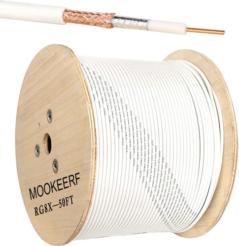 Vista 15 de MOOKEERF RG8X Cable coaxial de 30 pies, baja pérdida 50 ohmios RG 8X Cable 30 pies, Negro