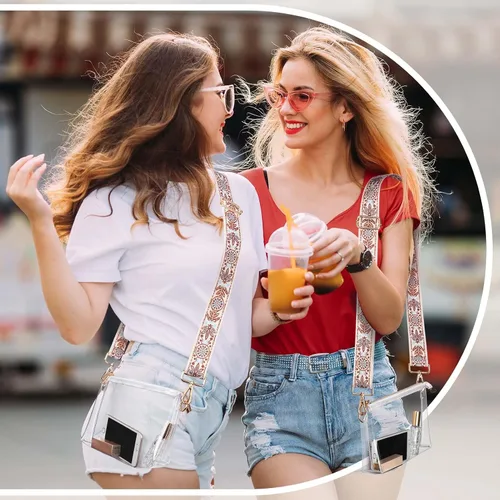 Vista 5 de Bolso transparente para mujer Bolso cruzado aprobado por estadios, bolsa pequeña para estadios para conciertos y eventos deportivos