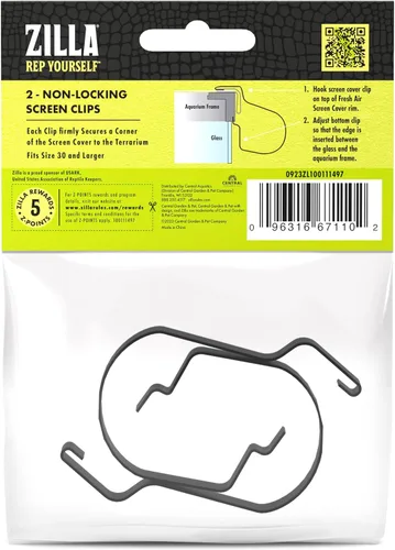 Vista 9 de Zilla Clips sin bloqueo para pantalla de aire fresco para terrario de reptiles, paquete de 2, tamaño grande