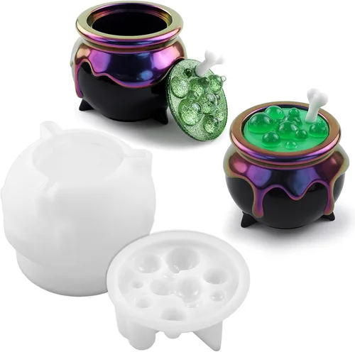 Vista 9 de Actvty Molde de resina para tarro de oso, molde de silicona para tarro con tapa, moldes de fundición de epoxi de oso 3D, caja de baratijas, tarro