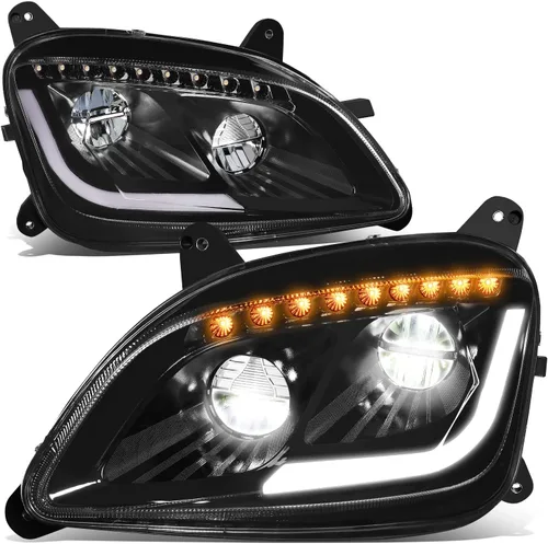 Vista 16 de DNA MOTORING HL-HAY-013-BK - Par de anillos de halo LED duales, señales de giro secuenciales, faros delanteros para proyector de haz alto/bajo, Negro