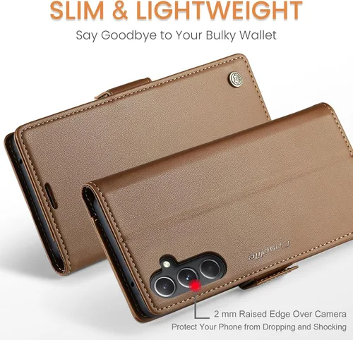 Vista 2 de Funda para Samsung Galaxy S23 FE, [bloqueo RFID] Cierre magnético, cartera de piel sintética con tarjetero y soporte para tarjetas, funda