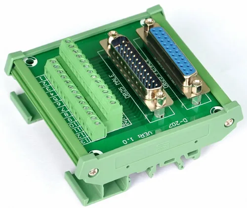 Vista 2 de Electronics-Salon DB25 D-SUB módulo de interfaz de montaje en carril DIN, macho/hembra, placa de ruptura DSUB.