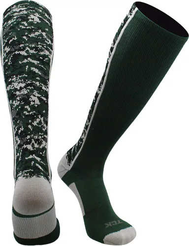 Vista 7 de TCK Calcetines de béisbol y fútbol americano de camuflaje digital para jóvenes, niños y hombres - Longitud por encima de la pantorrilla Negro