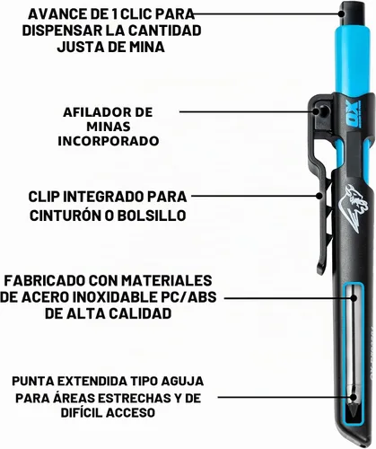 Vista 2 de OX Tools - Lápiz de carpintero y paquete de 10 lápices de grafito Pro Tuff de marcado de carbono, construcción mecánica con 10 correas, soporte