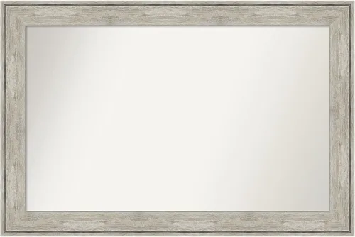 Vista 50 de Amanti Art Espejo de baño plateado para sobre el fregadero, 28 x 37 pulgadas, elegante espejo rectangular de peltre cepillado, marco de madera