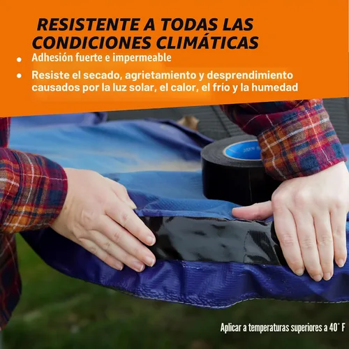 Vista 5 de Gorilla - Cinta impermeable para todo tipo de clima para conductos en exteriores, resistente a los rayos UV y a la temperatura, 1.88 pulgadas x 25