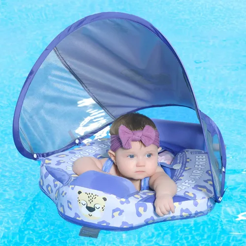 Vista 7 de HECCEI Mambobaby Flotador con toldo, añade cola, flotador para bebé edición de lujo