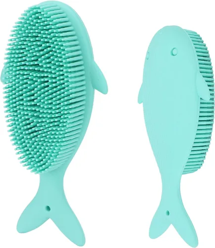 Vista 7 de Cepillo de baño de silicona para bebés, cepillo de masaje para bebés, cepillo exfoliante para piel seca, cuidado del cabello