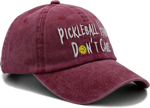Vista 3 de NVJUI JUFOPL Gorra de béisbol bordada para el pelo de Pickleball Don't Care, regalos de pickleball para hombres y mujeres, Rojo
