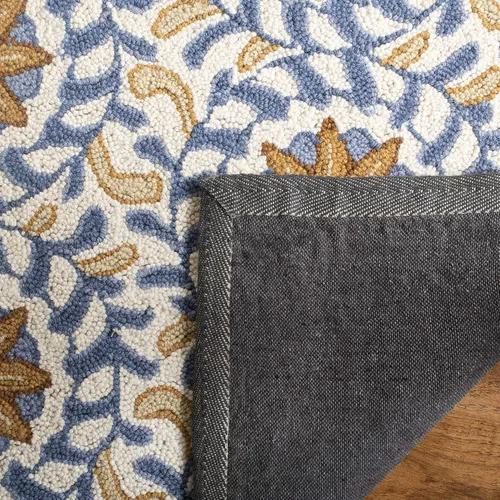 Vista 7 de SAFAVIEH Chelsea Collection - Alfombra decorativa de 1 pies 8 pulgadas x 2 pies 6 pulgadas, marfil y azul, lana de campo francesa enganchada a mano