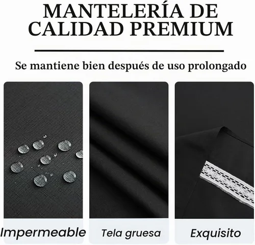 Vista 6 de EHouseHome Mantel de tela resistente con encaje blanco, impermeable, sin arrugas, resistente a las manchas, a prueba de aceite, para comedor