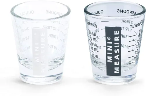 Vista 16 de Kolder Medida Mini de Vidrio Pesado, 20 Mediciones Incrementales Vaso de Chupito Medidor Multiusos para Líquido y Seco, Negro, Juego de 2