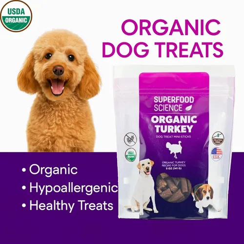 Vista 6 de Golosinas orgánicas para perros, golosinas orgánicas suaves y masticables para perros de pavo, bajas en calorías, hipoalergénicas, naturales