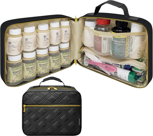 Vista 14 de Organizador de frascos de píldoras acolchado grande, bolsa de medicamentos, estuche, portador para medicamentos, vitaminas y suministros médicos