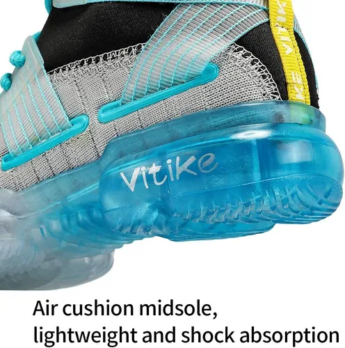 Vista 5 de VITUOFLY Zapatos de baloncesto para niños, con cámara de aire, para niñas, con aros de media parte superior, antideslizantes, para deportes al aire