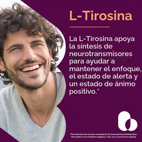 Vista 2 de BESTVITE L-tirosina 500 mg (240 cápsulas) - Sin estearatos - Sin OMG - Sin
