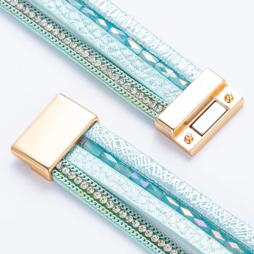 Vista 227 de FANCY SHINY - Pulsera de cuero estilo bohemio, pulsera de cuentas de cristal con cierre magnético, regalos de joyería para mujer