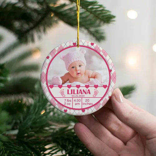 Vista 3 de Adorno de bebé de primera Navidad con foto personalizada, adorno de árbol de Navidad con foto personalizada, adorno de recuerdo de bebé, regalo
