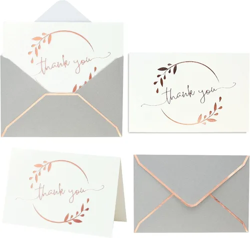 Vista 11 de Tarjetas de agradecimiento resistentes con sobres - Paquete de 36 notas de agradecimiento doradas de 4 x 6 pulgadas, para baby shower, despedida