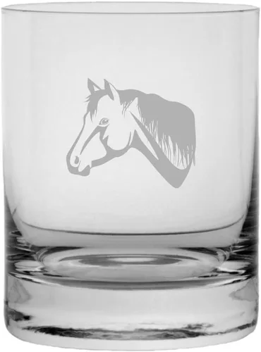 Vista 12 de Abaco Barb - Vaso de whisky con temática de caballo grabado (10.25 onzas)