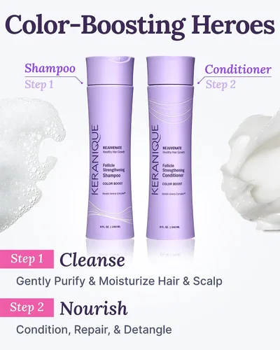 Vista 7 de Keranique Champú y Acondicionador Seguro para el Color - Champú y Acondicionador para Proteger y Extender el Color para Mujeres con Cabello Seco