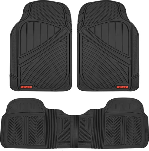 Vista 2 de Motor Trend FlexTough Performance - Alfombrillas de Goma para Auto de Todo Clima con Revestimiento de Carga – Juego Completo de Alfombrillas