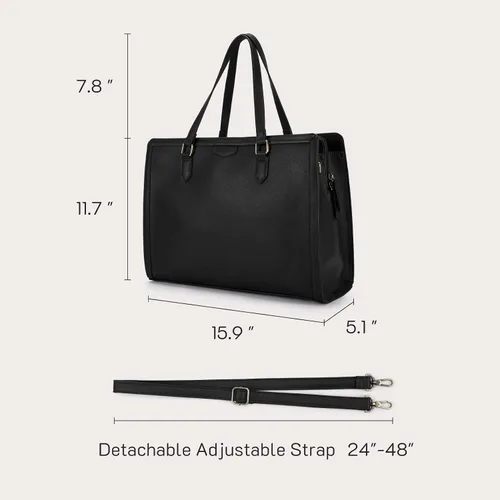 Vista 6 de Missnine Bolsa Tote para Laptop para Mujeres 15.6 Pulgadas, Bolsas de Trabajo de Cuero, Cartera de Computadora para Maestras, Maletín, Bolso de Mano