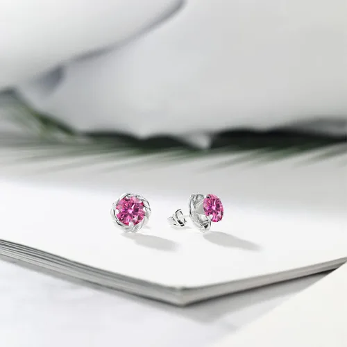 Vista 325 de Gem Stone King Aretes de plata de ley 925 de 0.236 in con piedra natal redonda para mujer