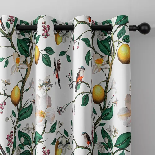 Vista 53 de MYSKY HOME Cortinas florales para puerta francesa de 40 pulgadas de largo, juego de 2 cortinas opacas de privacidad con bolsillo para barra A-verde