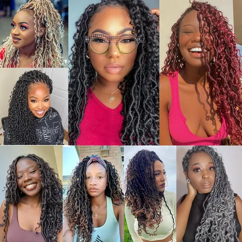 Vista 5 de 8 pulgadas Goddess Faux Locs pelo de ganchillo para mujer negro 7 paquetes de rastas estilo bohemio río para mujeres niños cabello pre rizado