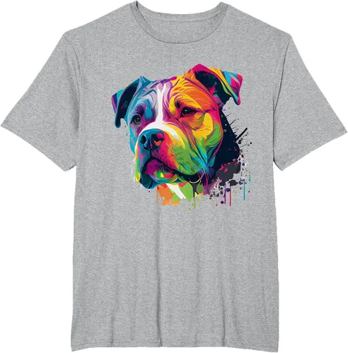 Vista 17 de Colorful American Bulldog American Bully Men Women T-Shirt Asphalt Grey