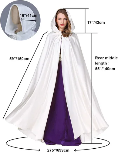 Vista 5 de BEAUTELICATE Women's Wedding Hooded Cape Bridal Cloak Poncho Full Length