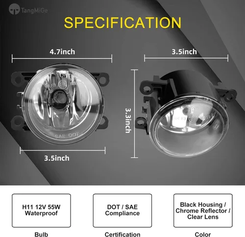 Vista 3 de TangMiGe Lámparas antiniebla para Nissan Honda, Ford, Acura, Subaru, Suzuki, Lincoln, Jaguar, accesorios para conducción, luz antiniebla, repuesto