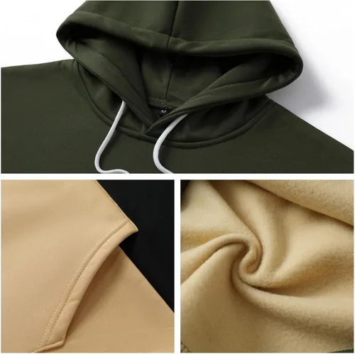 Vista 5 de LQHHYLYX Sudadera con capucha para hombre, diseño de panel multicolor, de forro polar, manga larga, para deportes