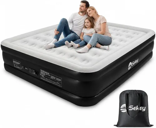 Vista 22 de Sekey Colchón de aire completo con bomba incorporada, cama de aire elevada Negro