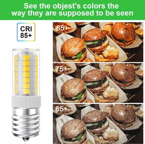 Vista 5 de Bombillas LED de microondas debajo del capó equivalente a 40 W, bombilla LED E17 regulable para campana extractora, refrigerador, 3 W 360 lm LED