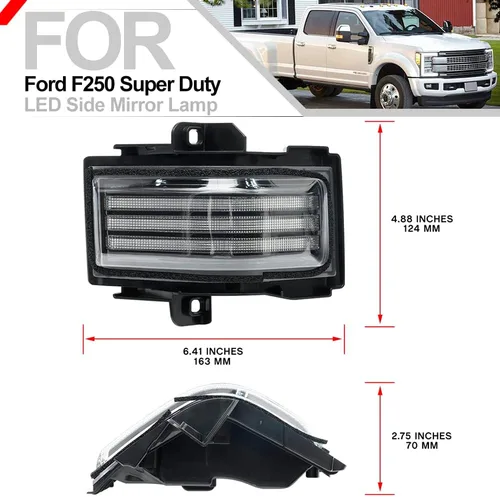 Vista 5 de Conjunto de luces LED para espejo lateral para Ford F-150 F-250 F-350 F-450 F-550 Super Duty 2015-2023 LED de remolque manual plegable espejo