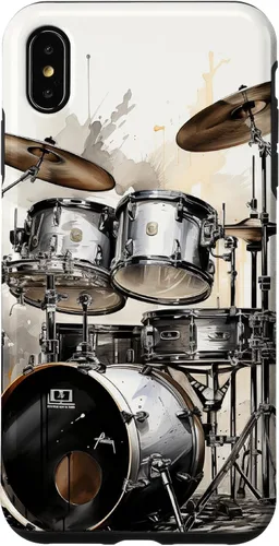 Vista 11 de Vintage Drum Set Drawing Funda para iPhone 17
