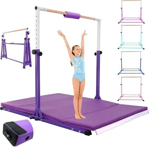 Vista 11 de Seliyoo Gymnastics Bar for Kids Teenagers Ages 3-18 Azul-Mat